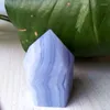 Dekorativa figurer Natural Stone Blue Lace Agate Crystal Tower Wand Point Spiritual Room Decoration Home Crystals and Stones Healing