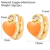 Hoop örhängen runt emalj örhänge CZ Crystal Heart Fashion Women Gold Color Luxury Hoops Manschetter Rostfritt stål smycken