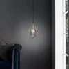 Pendant Lamps Modern Amber Glass Single Lamp Simple Restaurant Bedside Living Room Decoration LED Lighting Polygon Hanging Fixture