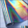 Car Stickers 30X100Cm Sier Laser Chrome Plating Vinyl Holographic Car Wrap Film Rainbow Body Decoration Sticker Sheet Decal Drop Del Dhspx