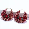 Boucles d'oreilles créoles en forme de U en acrylique, Vintage, pierres précieuses rondes pendantes pour femmes, bijoux de fête
