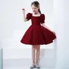 Girl Dresses European Style Wedding Dress Short Sleeve Exquisite Princess For Party Big Tutu Of 5-14 Years Old