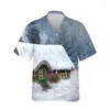 Men's Casual Shirts Jumeast 3d Christmas Houses Printed Hawaiian Shirt Night Light Mens Fashion Short Sleeve For Men Blouses Streetwear