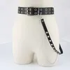 Cinturones Mujer Cinturón de cuero Geometría Metal Pin Hebilla Borla Cadena Marca Moda para