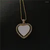 Pendentifs Colliers Sublimation Pendentifs coeur vierge avec chaîne de perles Consommables d'impression de transfert peuvent Rorate 15pcs de Lot226f