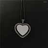 Pendentifs Colliers Sublimation Pendentifs coeur vierge avec chaîne de perles Consommables d'impression de transfert peuvent Rorate 15pcs de Lot285s