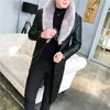 Cazas de zanjas para hombres Luxury Big Fur Cuero largo para hombre Velvet de terciopelo grueso Invierno Jakets Elegante Negro1