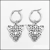 스크류 뒤로 클립 925 Sterling Sier Trendy Black Panther Punk Hies Drop Earrings For Women Couple Anniversary Wedding Earring Jewel DH3KQ