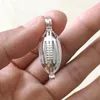 Pendanthalsband Solid S925 American Football Locket Cage kan ￶ppna f￶r att s￤tta 6-10 mm Pearl Gem Rugby DIY Jewelry Charms