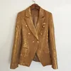 Abiti da donna Alta qualità Donna Chic Moda vintage Giacca blazer dorata Doppio petto Spettacolo teatrale Stile gotico Vestibilità slim Taglie forti