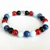 Strand MG1697 Womens Virgo Zodiac Bracciale 8 MM Tormalina nera Carnelian Sodalite Jasper Polso Mala Gioielli con pietre preziose naturali