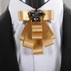 Bow Ties Elegant 2022 Adult Men Women Business Wedding Party Banquet Shirt Neckwear Bowtie Cravat Groom Crystal Rhinestone Ribbon Tie