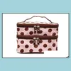 Sacs de rangement Big Dots Sac de maquillage Portable Voyage Organisateur de rangement de toilette avec miroir double couche de lavage cosmétique Drop Livraison 202 Dhypj