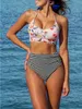 Las mujeres atraen la atenci￳n de la cintura alta bikini set trajes de ba￱o