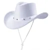 Berets J78E Cowboy Hat One Size White Cowgirl Hats z stadnami unisex kostium Top Fedora Halloween Caps