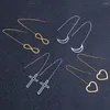 Stud Earrings Stainless Steel Korean Geometric Star Moon Heart For Women Female Long Brincos Earring Jewelry