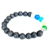 Strand MG1654 Boho Leo Zodiac Womens Armband 8 mm Rock Lava Stone Green Chakra Beads Energy Wrist Mala Natural Gemstone Jewelry