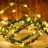 Strings 5/10m Solar Green Ivy Garland Plants Vine Hanging With LED String Light Rattan Lights Wedding Birthday Garden Party Decoration