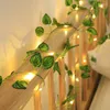 Strängar 2.2 m grönt vattenmelon blad vinrankor fairy ljus sträng konstgjorda växter led lampa girland diy väggdekoration hängande lampor