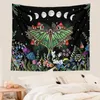 Tapisserier Moth Tapestry Moon Fase v￤gg h￤ngande f￤rgglad blommig svampfj￤ril f￶r sovrum estetiskt svart vardagsrum sovsal dekor