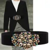 Belts H3298 Fashion Diamond Waist Seal Women Black Elastic Elegant Wide Belt Accessories Women's All-match Vintage Waistband