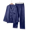 Herrspårsräder Black Suit Blue and Set Trousers Classic Sleepwear Pyjamas Herr Loungewear Winter Snow 54 Lång