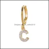 Charm alfabet örhänge hoop dingle mode mångsidig casual temperament crystal inlay brev smycken kvinnor öron claasp 4 5wb k2 drop d dhsmk