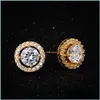 スタッドクラシックラウンドaaaand cubic zirconia stud earrings for women partyギフトクリスタルイヤー