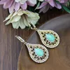 Necklace Earrings Set Sunspicems Trendy Gold Color Ethnic Wedding Morocco Women Long Drop Earring Mint Green Crystal Arab Bijoux