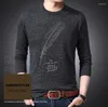 Herrtröjor Herrens höst/vinterprodukt stickad tröja avslappnad besättning hals tryck koreansk botten skjorta