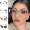 Frauen Anti-Blau Licht Gläser Persönlichkeit Cat Eye Sonnenbrille Retro Brille Legierung Rahmen Brillen Ornamental