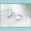 Stud Orecchini a bottone 925 Sier Star Amp Moon Fashion Sterling Gioielli per le donne Orecchino 26 J2 Drop Delivery 2022 Dhh0C