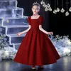 Girl Dresses European Style Wedding Dress Short Sleeve Exquisite Princess For Party Big Tutu Of 5-14 Years Old