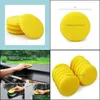 Polisseuses de voiture 12 pièces/ensemble polisseurs d'éponge de cire de voiture soin anti-rayures serviette de polissage mousse de pansement de pneu jaune outil de nettoyage mobile Dr Dho2R