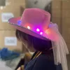 Berets Led Luminous Sequins Jazz Hat Men's and Women's Top Western Cowboy Gentleman Stage Performance Performance