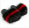 factory price Real Fur Slippers Slides Shoes Furry Fuffly Slipper pink color