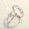 925 Sterling Silver Woman Fashion Jewelry High Quality Simple Crystal Zircon Antler Opening Adjustable Couple Ring