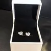 Vintage Love Heart Stud Earring Real 925 Sterling Silver Wedding Party Jewelry For Women Grills with Original Box for Pandora heart-shaped Girlfriend Gift Earrings