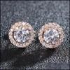 スタッドクラシックラウンドaaaand cubic zirconia stud earrings for women partyギフトクリスタルイヤー