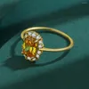 Cluster Rings 2022 Luxueux Citrine Bague Pour Femmes Réel S925 Silvere Baguette Cristal Diamant Fiançailles Saint Valentin Cadeau Bijoux