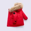 2022 겨울 디자이너 키즈 코트 다운 재킷 소년 진짜 너구리 모피 두꺼운 따뜻한 아기 외부웨어 코트 2-12 재킷 년 신년 십대