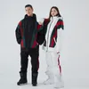 Combinaisons de ski Combinaison de ski Snowoard Hommes Femmes Couple Outdoor Soprts Veste Pantalon Ensemble Imperméable Chaud Oversize Vêtements De Neige Pantalon Rose Blanc