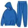 Herrspårar 2022 Blodslinje Men's Casual Fashion Solid Color Sports Hooded 3D tröja Pants Passar Two-Piece Set