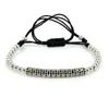 Bracelets porte-bonheur Anil Arjandas hommes 24K 4mm perles Micro pavé CZ Briading macramé Bracelet Pulseira Feminina