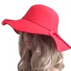 Boll Caps England Style Bowknot Retro Ladies Women Outdoor Sun Hat Wool Felt Fedora Floppy Cloche Wide Brim Bowknot K470