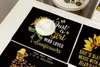 Tischsets, 32 x 42 cm, schwarz, gelbe Blume, Baumwollleinen, Küchen-Tischset mit Sonnenblumen-Druck, Esszimmermatte, wärmeisolierendes Geschirr-Dekor