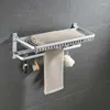 Bath Accessory Set Space Aluminium Bathroom Towel Rack Punch-free Toilet Pendant Cosmetics Storage Accessories Sets Restroom