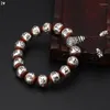 Strand Pure 925 Sterling Silver Buddha Mantra Boncuk Çift Sandal Ağaç Bilezik Erkek Kadın Kadın Arkadaşlık Bileklik İnce Takılar