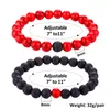 Mens Beaded Bracelets Strand Couples Matching Jewelry Set Lava Rock Stone Beads Friendship Jewelry Gift