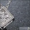 Collane con ciondolo Collana con ciondolo quadrato in argento sterling 925 con zircone Delicato regalo di compleanno di bellezza Consegna goccia 2022 Gioielli Dhyax